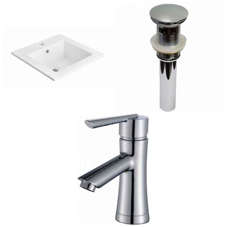 American Imaginations 21-in. W 1 Hole Ceramic Top Set In White Color - Overflow Drain Incl. AI-29663
